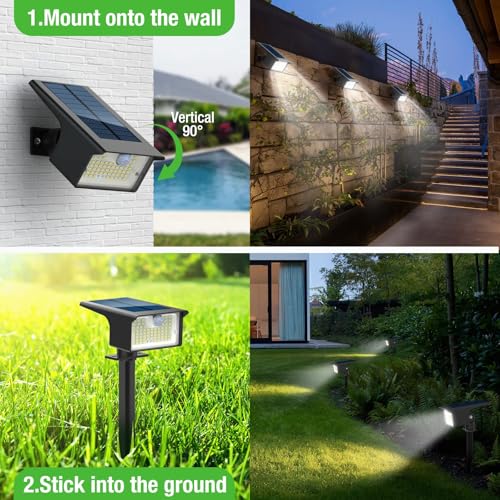 8 Pack 62 LED Solar Spot Lights Outdoor Motion Sensor with 3 Modes (8 Count)