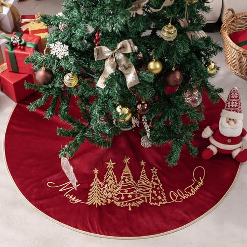 50 Inch Red Velvet Christmas Tree Skirt