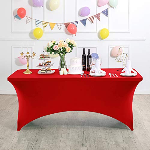 2Pack Spandex Table Cover for 8FT or 4ft or 6ft Table Universal Fitted Stretch Tablecloth for Party (2 Count)