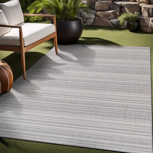 Stripe Outdoor Rug 6x9 Washable Outside Carpet for Indoor Patio Porch Waterproof Easy Cleaning Non Shedding Area Rugs Gray 6 x 9