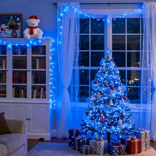 91.5ft Connectable 250 LED Blue Christmas String Lights Indoor (91.5 Feet)