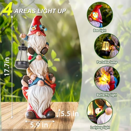 17 in Large Garden Gnome Statue with Solar Lights