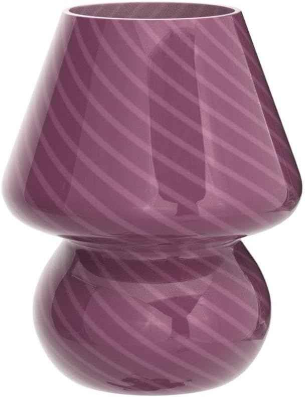 Mushroom Lamp,Glass Mushroom Bedside Table Lamps Purple Translucent Murano Vintage Style Striped Small Nightstand Desklamp Swirl Light for Home Decor, Dining, Living, Bedroom, Gift (Stripe Purple)