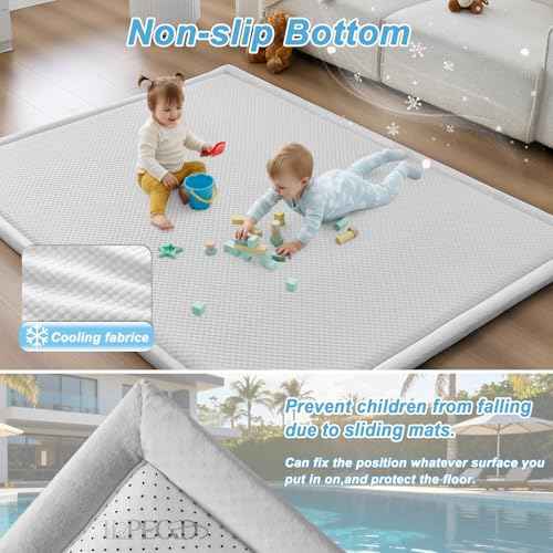 Baby Play Mat for Floor Nursery Rug Muscle Area Rug Playroom Rug 50x50" Playpen Mat Elastic Foam 1.3" Thick Crawling for Babies