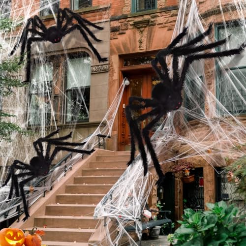 3 Pack Giant Spiders Halloween Decorations (10FT)