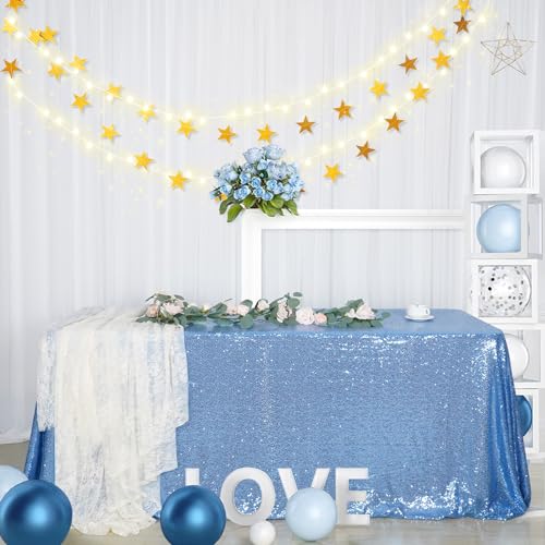 Sequin Tablecloth 60x102 Inch Baby Blue for Wedding Party