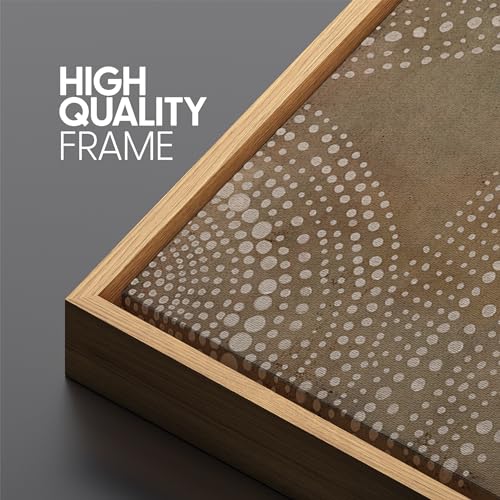 Extra Large Framed Canvas Print Wall Art Abstract Dot Matrix Canvas Art in Earth Tones Antique Retro Fine Art Illustrations Decorative Colorful for Bedroom