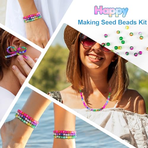About 1200pcs 6mm Crack Glass Beads Bracelet Making Kit (1200 Count)