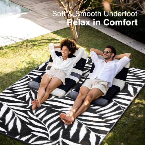 Outdoor Rug 9x12 ft Waterproof Reversible Leaf Mat (108 Sq Ft)