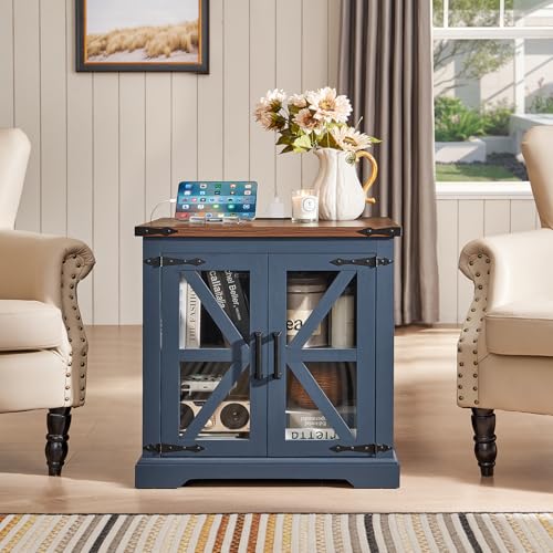 24'' End Table Set 2 with Charger for Living Room