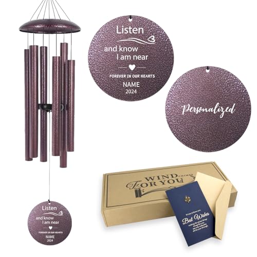 36" Large Deep Tone Personalized Sympathy Wind Chimes
