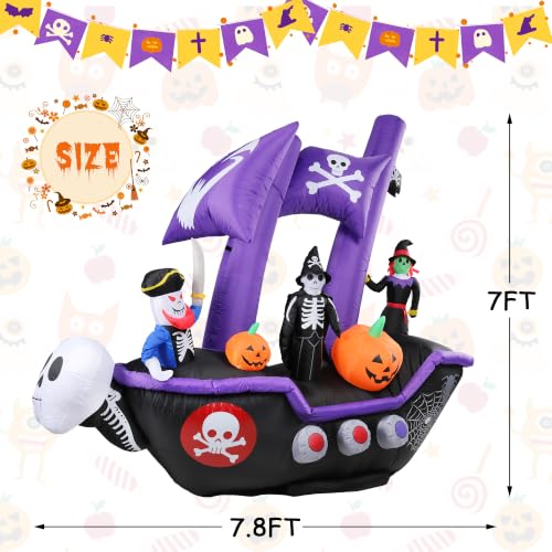 Halloween Inflatable Pirate Ship Outdoor Decor with LED Light (7.78FT)
