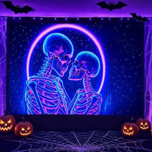 Halloween Tapestry Skull Wall Art 78x59 Inch Uv Reactive Tapestry