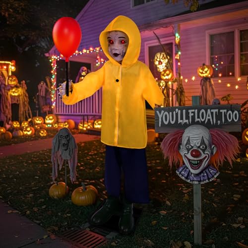 4 Ft Life Size Halloween Animatronics Prop with Sound & Touch (4 Ft Yellow)