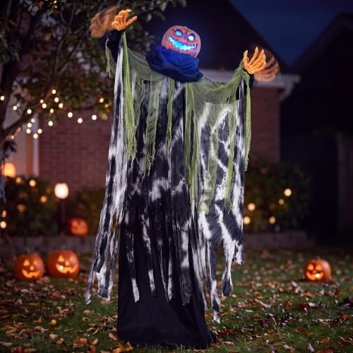 72" Halloween Decorations Outdoor Life Size Animatronics Ghost Pumpkin Decor
