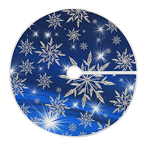 Christmas Blue Snowflakes Background Tree Skirt