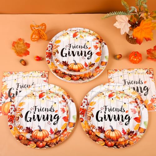 150Pcs Friendsgiving Plates Napkins Fall Paper Plates Napkin Party Supplies (150 Count)