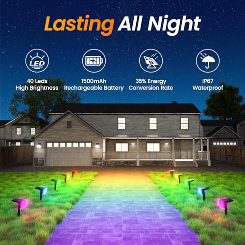 Color Changing Solar Spot Lights Outdoor 10 Pack (10 Count)