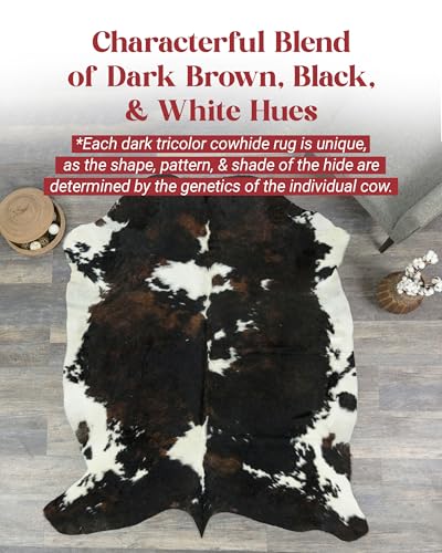 Dark Tricolor Cowhide Rug 6x8 ft