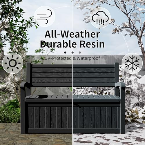 75 Gallon Storage Bench Deck Box Outdoor Indoor