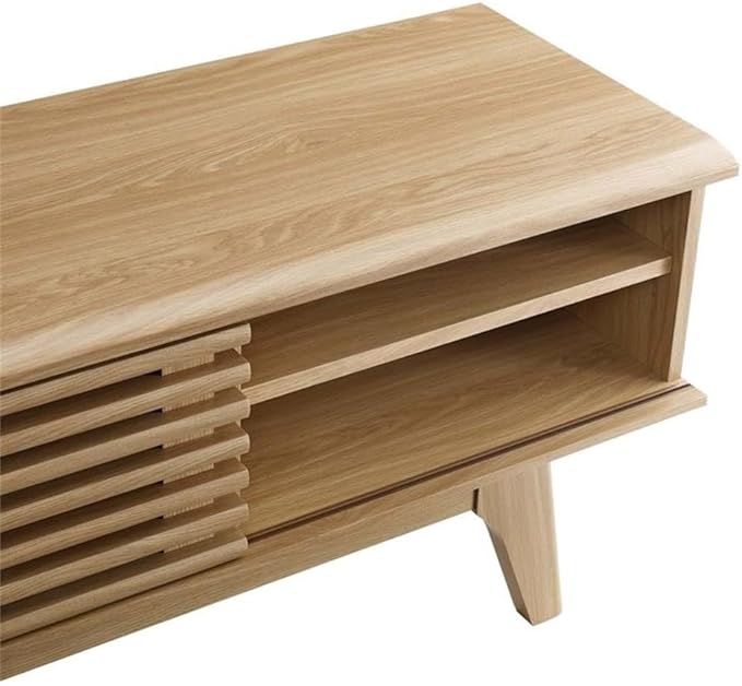 Modway Render Mid-Century Modern Low Profile 70 Inch Media Console TV Stand in Oak, 70"
