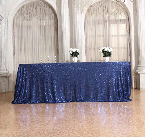 Sequin Tablecloth 60x102 Inch Navy Blue for Wedding Party