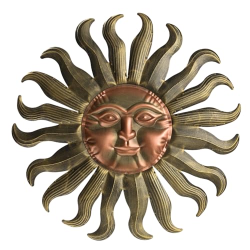 28" Sun Metal Wall Art Outdoor Decor