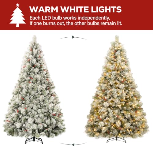 6 ft Prelit Snow Flocked Christmas Tree with 250 Warm White LED Lights