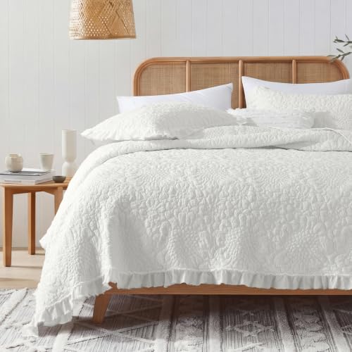 White Ruffled Quilt Twin Size