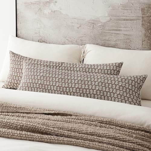 Long Floral Print Lumbar Throw Pillow Covers 14×36 Inch (2 Count)