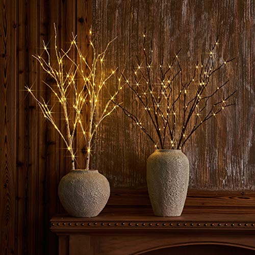 Lighted Birch Branches Battery Operated with 8 Functions 30IN 100 Multi Color and Warm White Lights for Christmas Holiday Party Decoration Indoor Outdoor