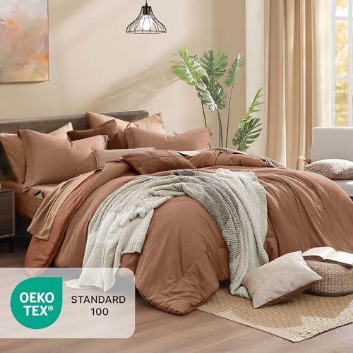 Oversized Queen Comforter Set 7 Pieces Autumn Leaf Bed in a Bag