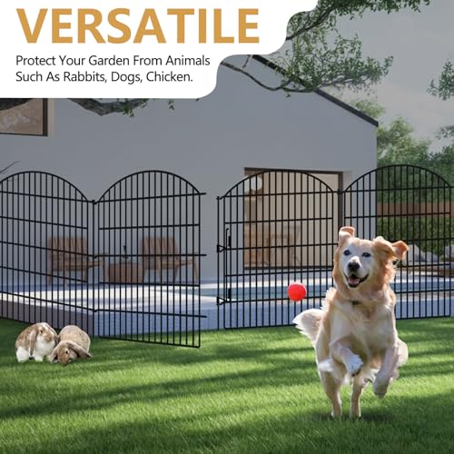 5 Panels Garden Fence Animal Barrier with Lock
