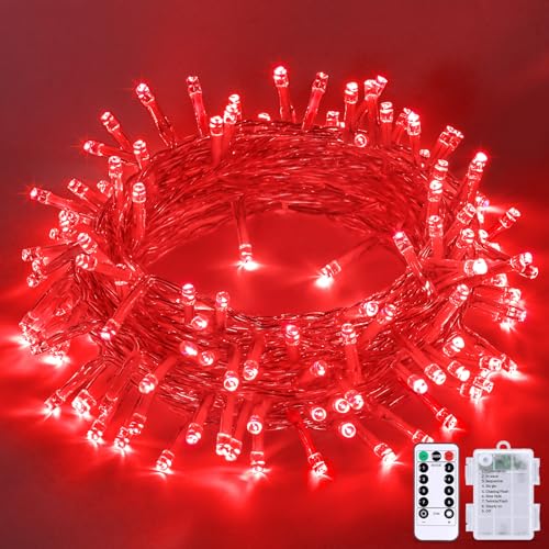 33ft 100 LED Red Halloween Lights with 8 Modes Remote (100 Count)