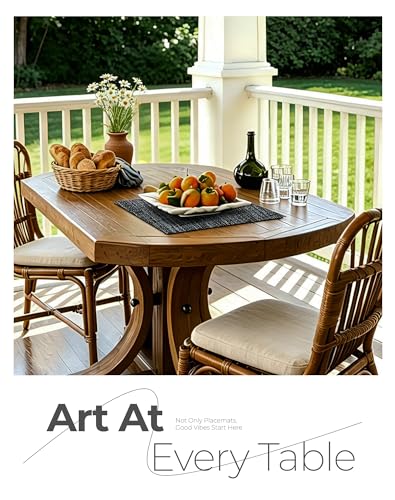 Black and Grey Woven Placemats Set of 12 (12 Count)
