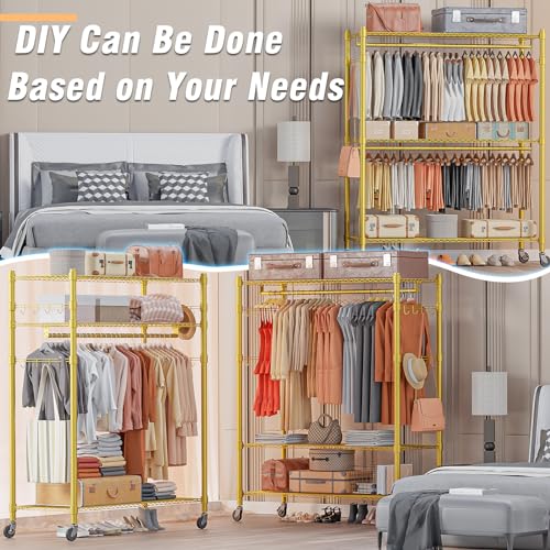 Gold Heavy Duty Clothes Rack with Wheels