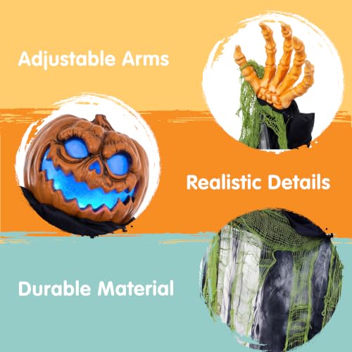 72" Halloween Decorations Outdoor Life Size Animatronics Ghost Pumpkin Decor