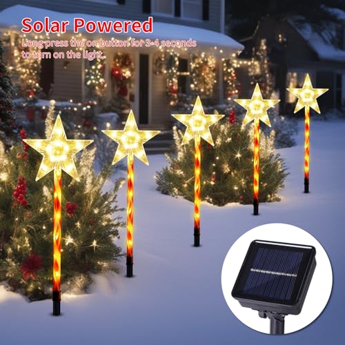 Solar Christmas Star Pathway Lights Outdoor Decorations (10 Count)