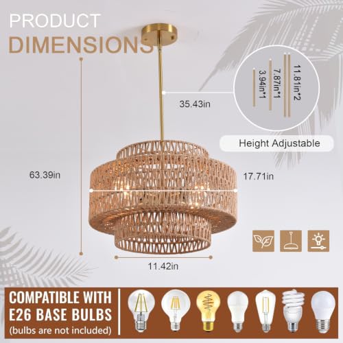 4 Light Boho Chandelier for Dining Room 3