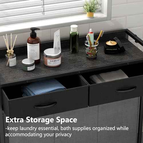 Laundry Hamper Laundry Basket with 3 Section Pull
