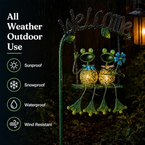 Solar Frog Garden Stake Lights Outdoor Waterproof