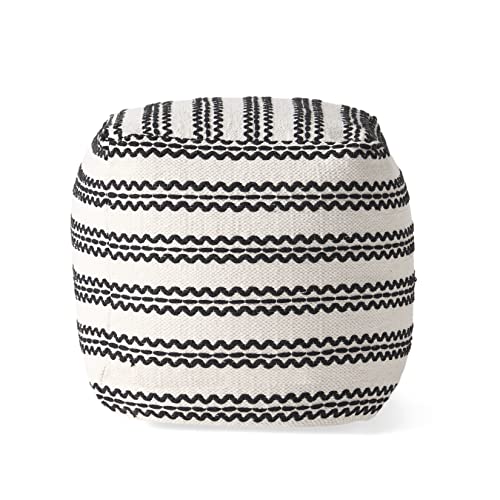 Boho Handmade Fabric Cube Pouf Ottoman Foot Stool
