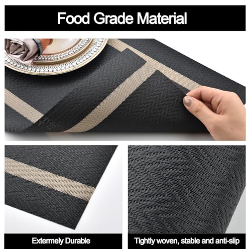 Black Placemats Set of 8 (8 Count)