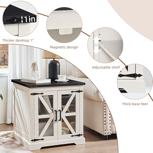 24'' End Table Set 2 with Charger for Living Room (2 Count)