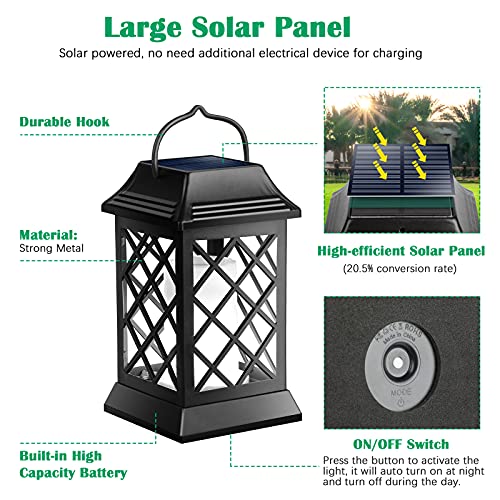 Flickering Flame Solar Lights Outdoor Metal Hanging Lantern (2 Count)