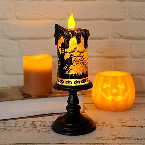 Bats Halloween Snow Globe Flameless Candle Battery Operated