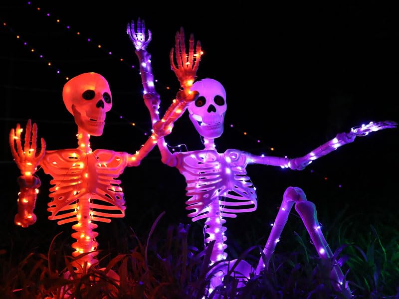 Purple & Orange Light Halloween Skeleton Decor (Orange Light & Purple Light)