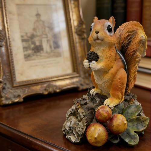 Squirrel Garden Statue Resin Outdoor Sculpture for Yard Patio Lawn Decor