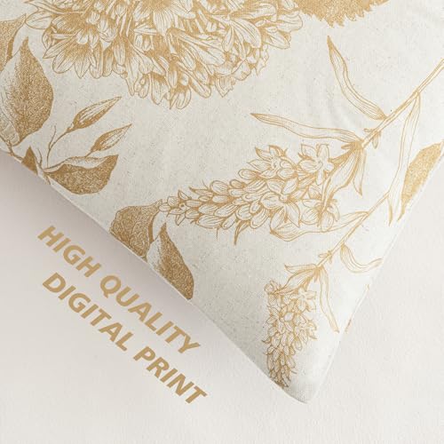 Set of 2 Linen Floral Vintage Throw Pillow Covers Neutral Accent Print Decorative Cozy Cushion Covers Farmhouse Home Decor for Sofa Chair Couch Bed Living Room (2 Count)