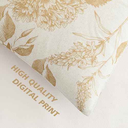 Set of 2 Linen Floral Vintage Throw Pillow Covers Neutral Accent Print Decorative Cozy Cushion Covers Farmhouse Home Decor for Sofa Chair Couch Bed Living Room
